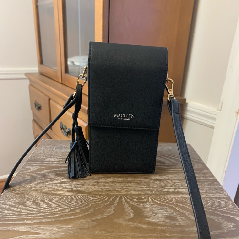 Black Small Crossbody Bag with Tassel